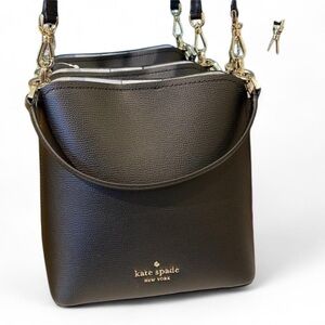 kate spade Black Pebbled Leather Shoulder Bag with Gold Hardware